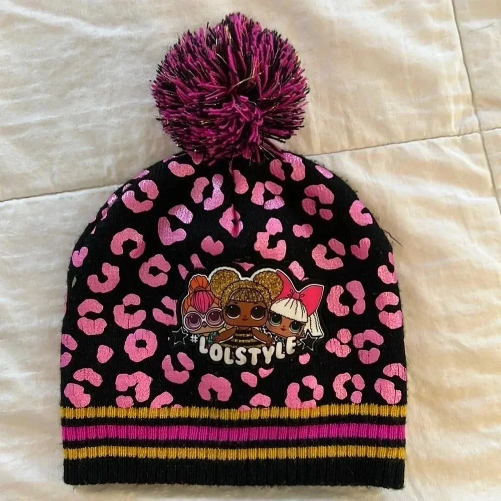 LOLSTYLE knit hat pink, and black